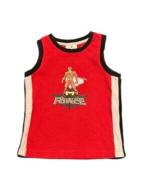 Vtg Disney Store Boys Mystic Force Red Power Ranger Sleeveless Shirt Sz 4/Xs Red